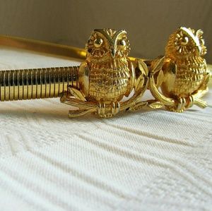 Vintage gold toned owl belt